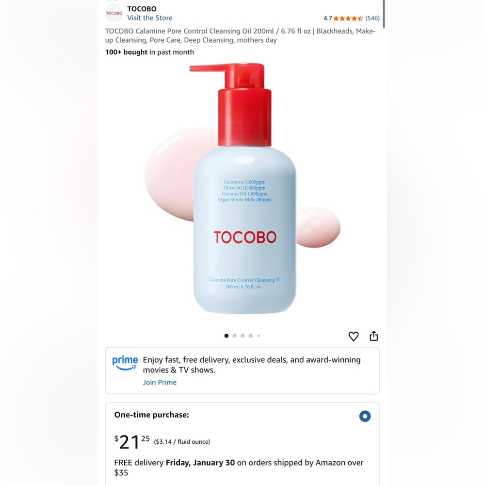 Tocobo Calamine Cleansing Oil - 2 pack (brand new)